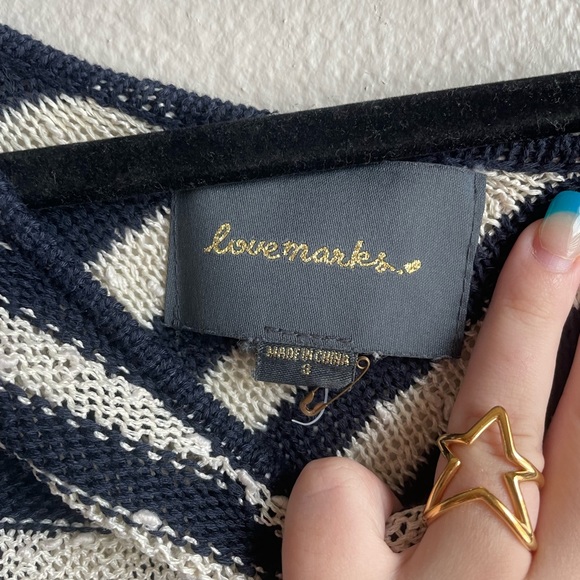 Anthropologie Lovemarks Blue And White Striped Sweater S - Picture 2 of 3